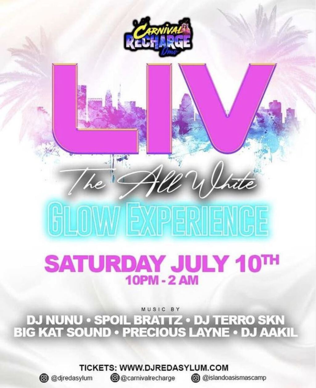  LIV: The All White Glow Experience flyer or graphic.