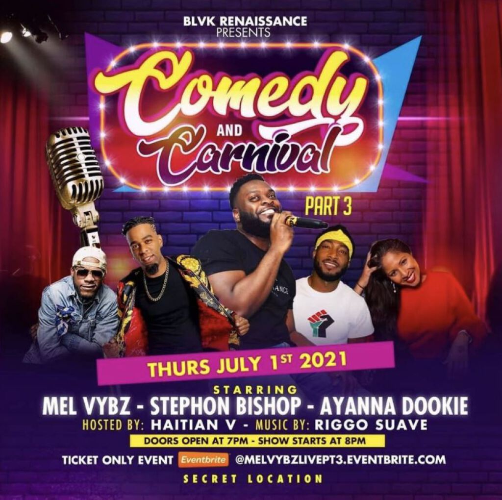 Comedy & Carnival flyer or graphic.