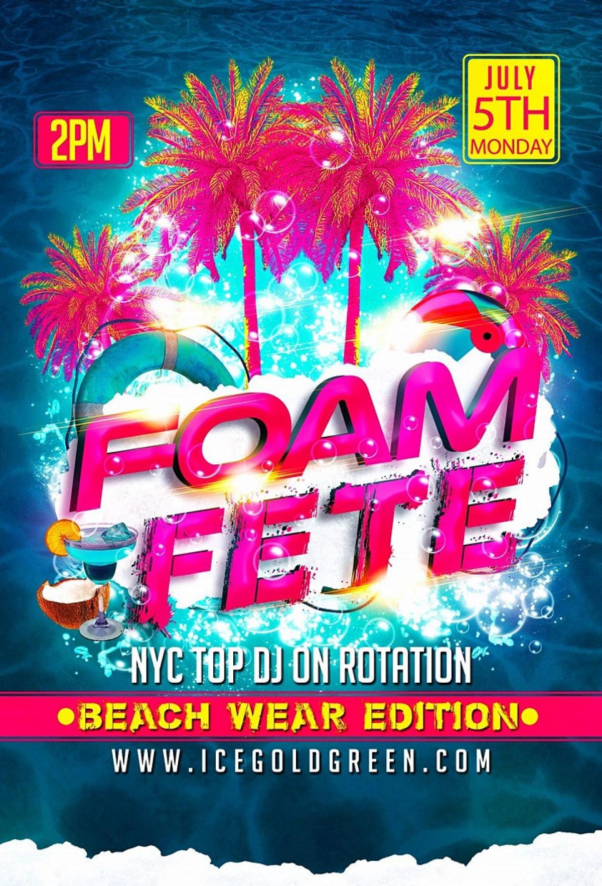 Foam Fete flyer or graphic.