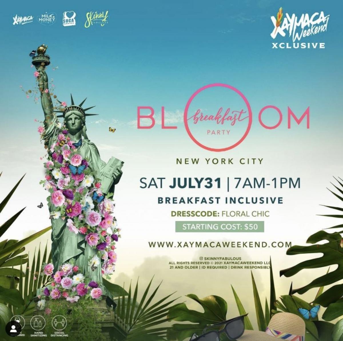 Bloom Breakfast Party NYC  flyer or graphic.