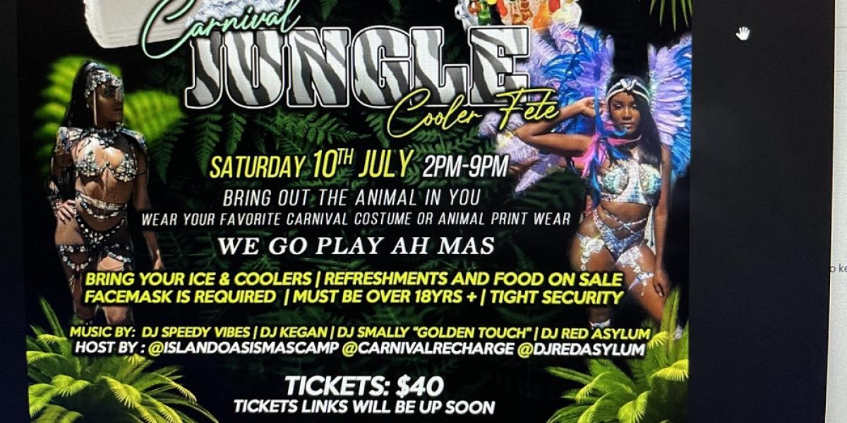 Carnival Jungle Cooler Fete flyer or graphic.