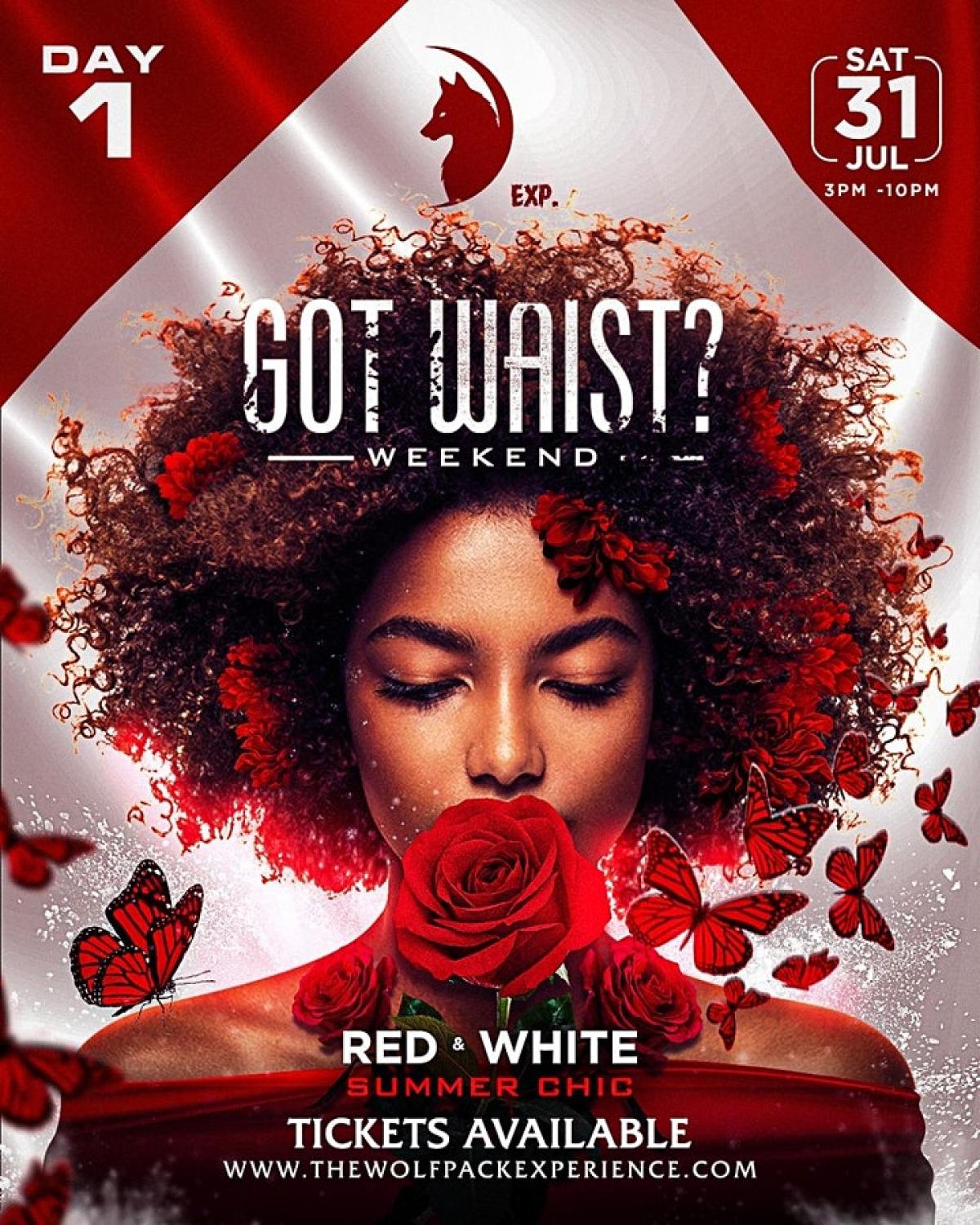 Red & White Summer Chic (Got Waist Weekend) flyer or graphic.