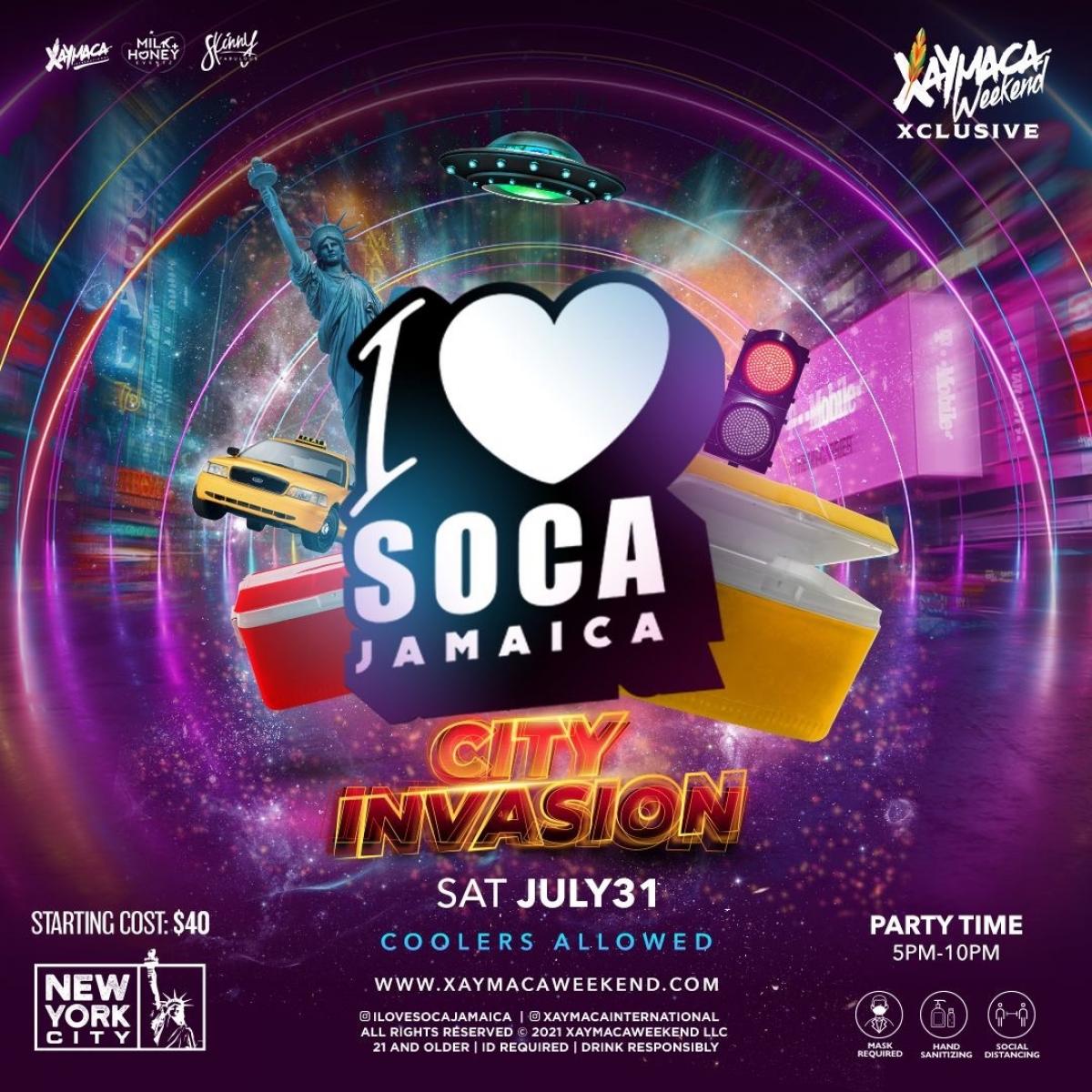 I Love Soca NYC flyer or graphic.