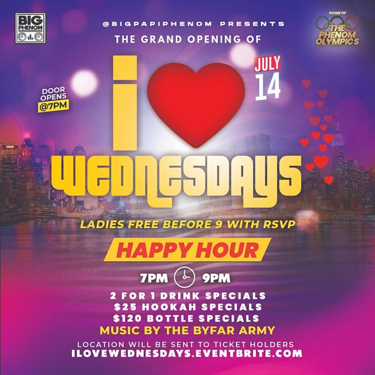 I Love Wednesdays flyer or graphic.