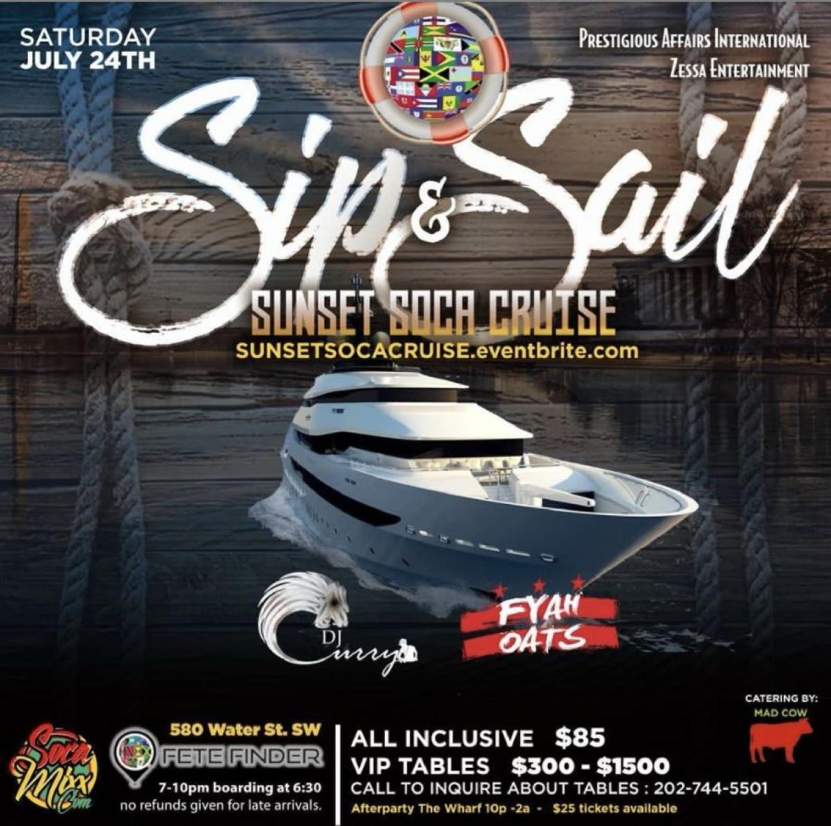 Sip & Sail flyer or graphic.