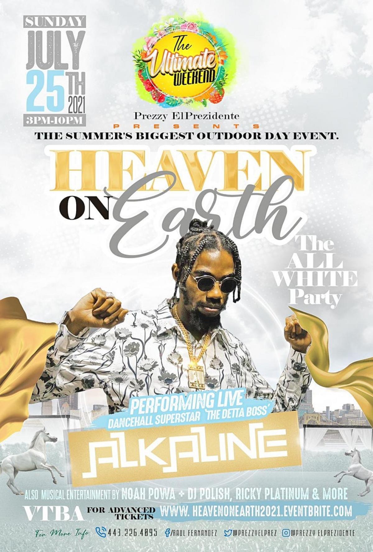 The Ultimate Weekend: Heaven On Earth, The All White Party flyer or graphic.