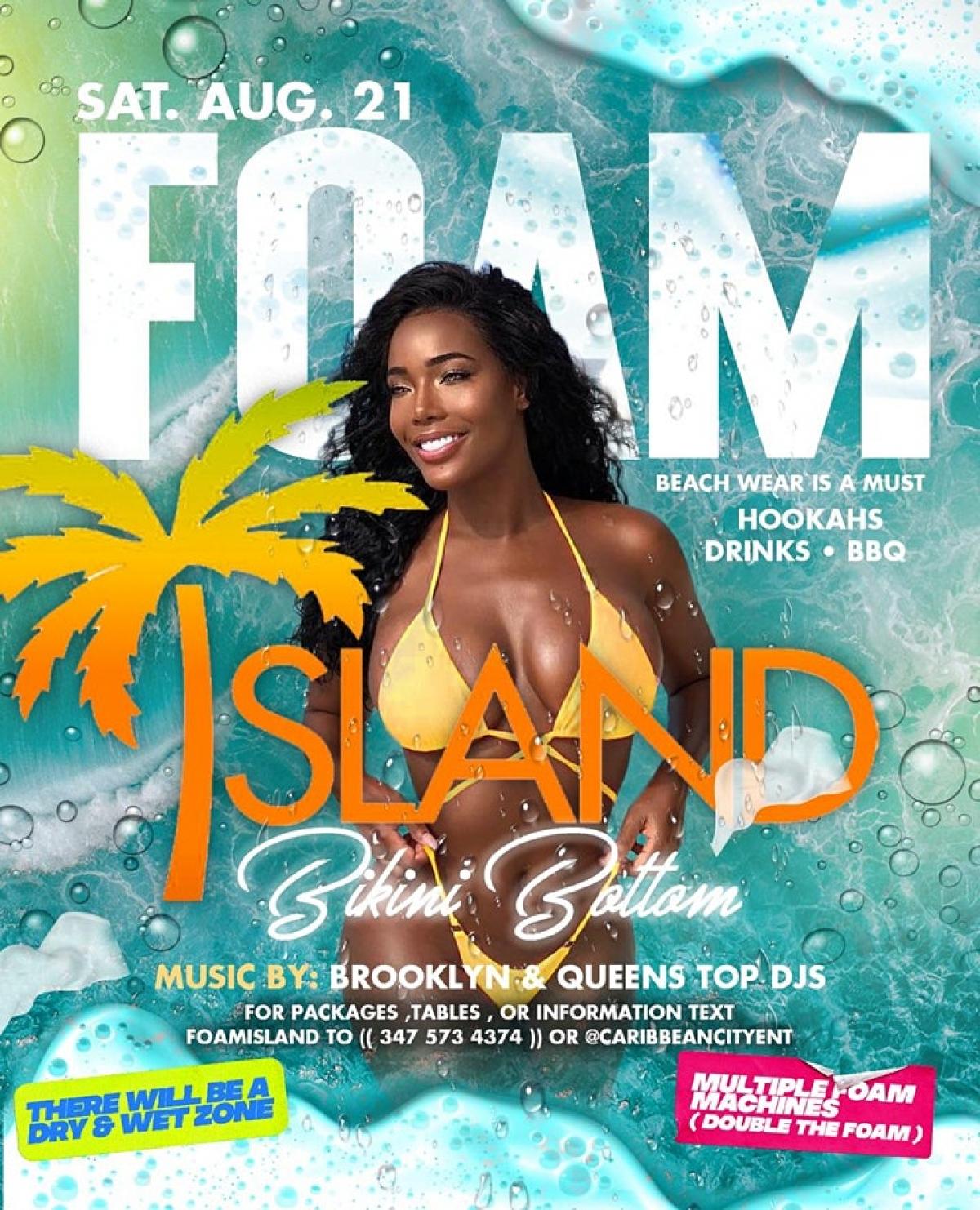 Foam Island : Bikini Bottom flyer or graphic.