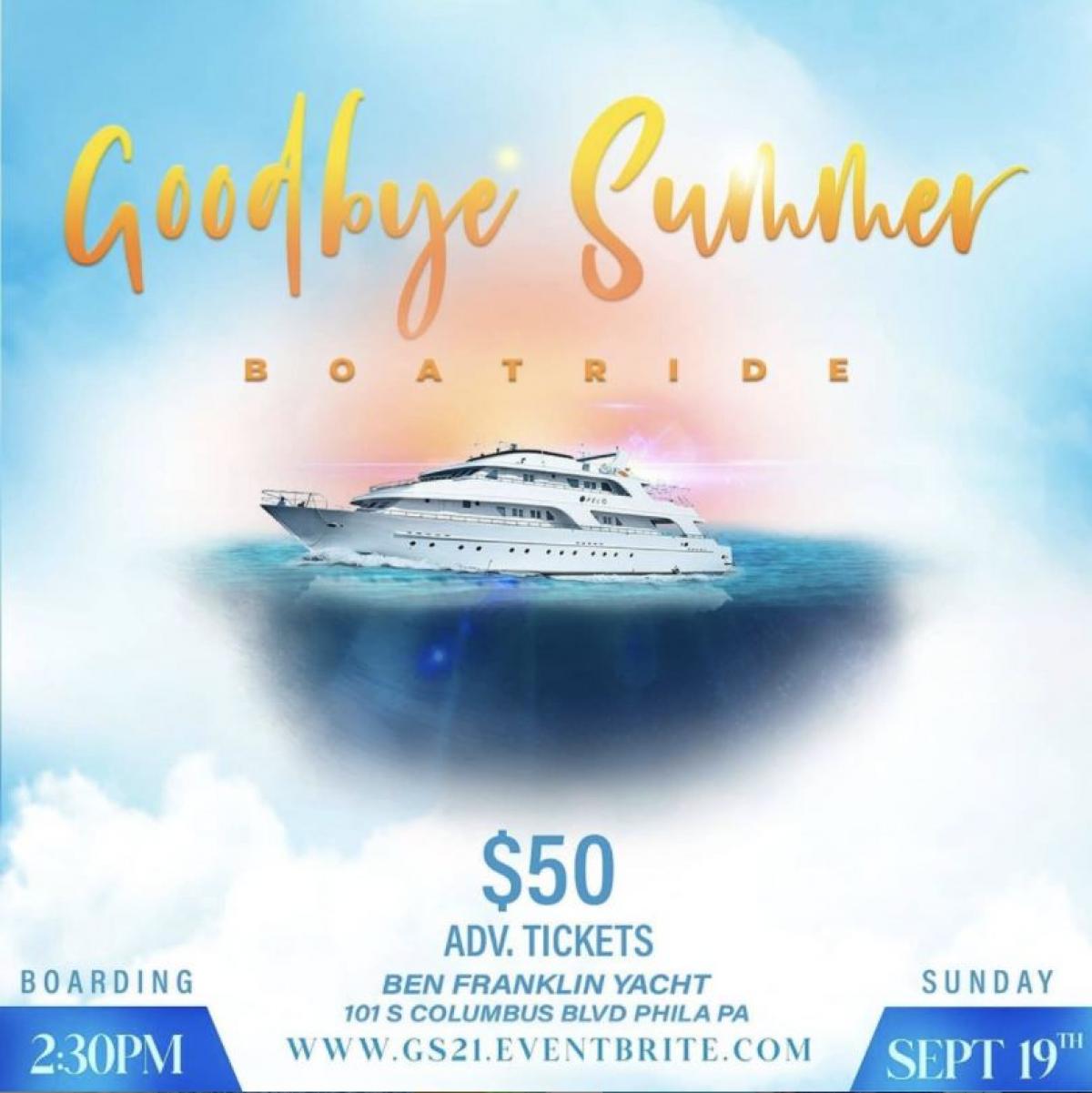 Goodbye Summer Boatride flyer or graphic.