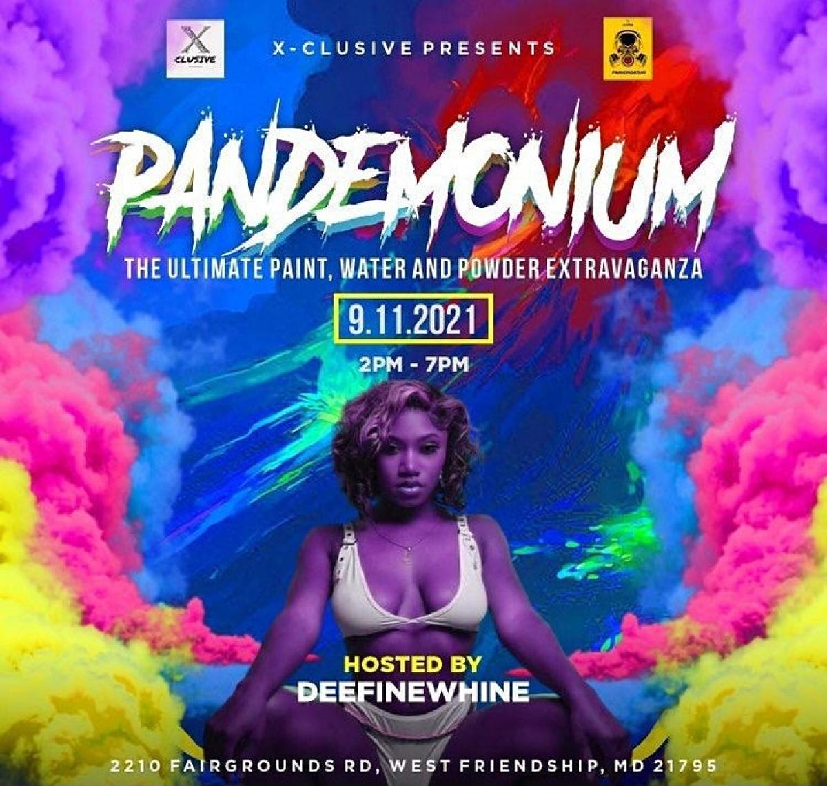 Pandemonium flyer or graphic.