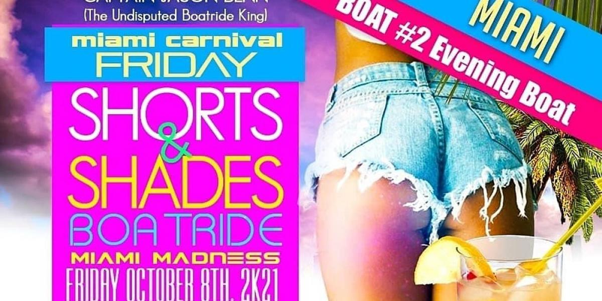 Shorts & Shades Miami Evening Boat  flyer or graphic.