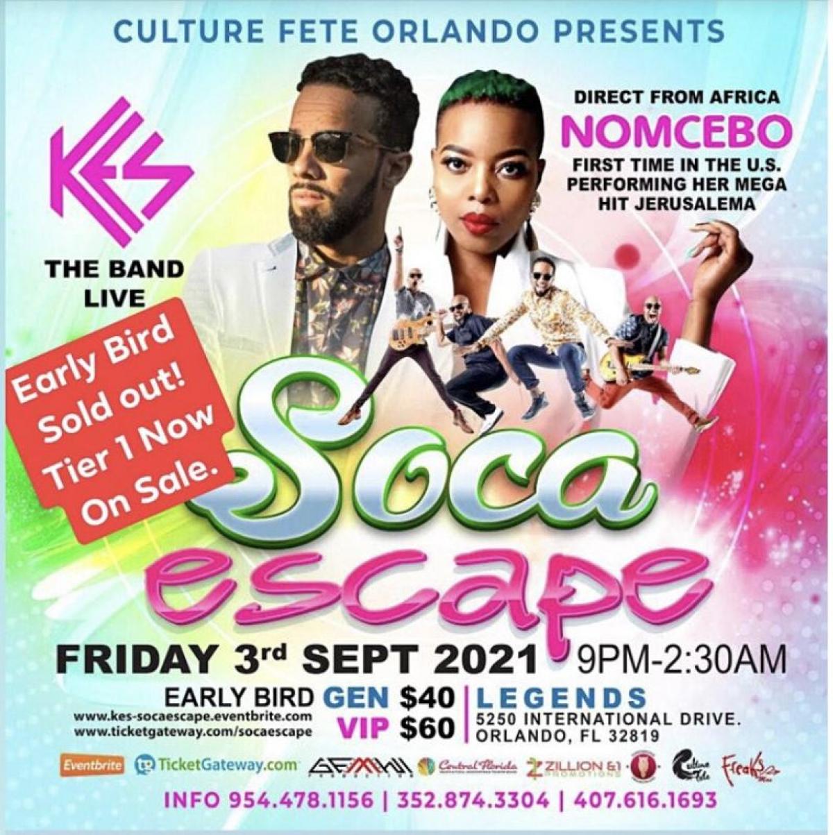 Soca Escape Orlando flyer or graphic.