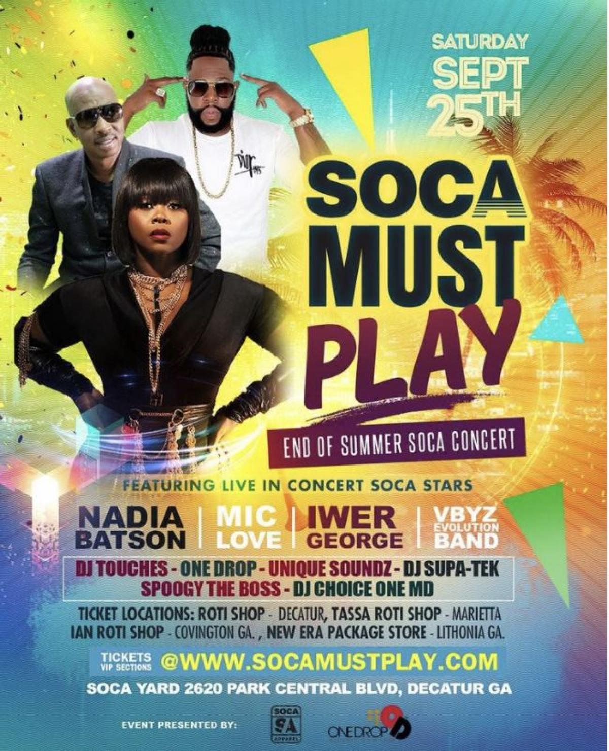 Soca Must Play flyer or graphic.