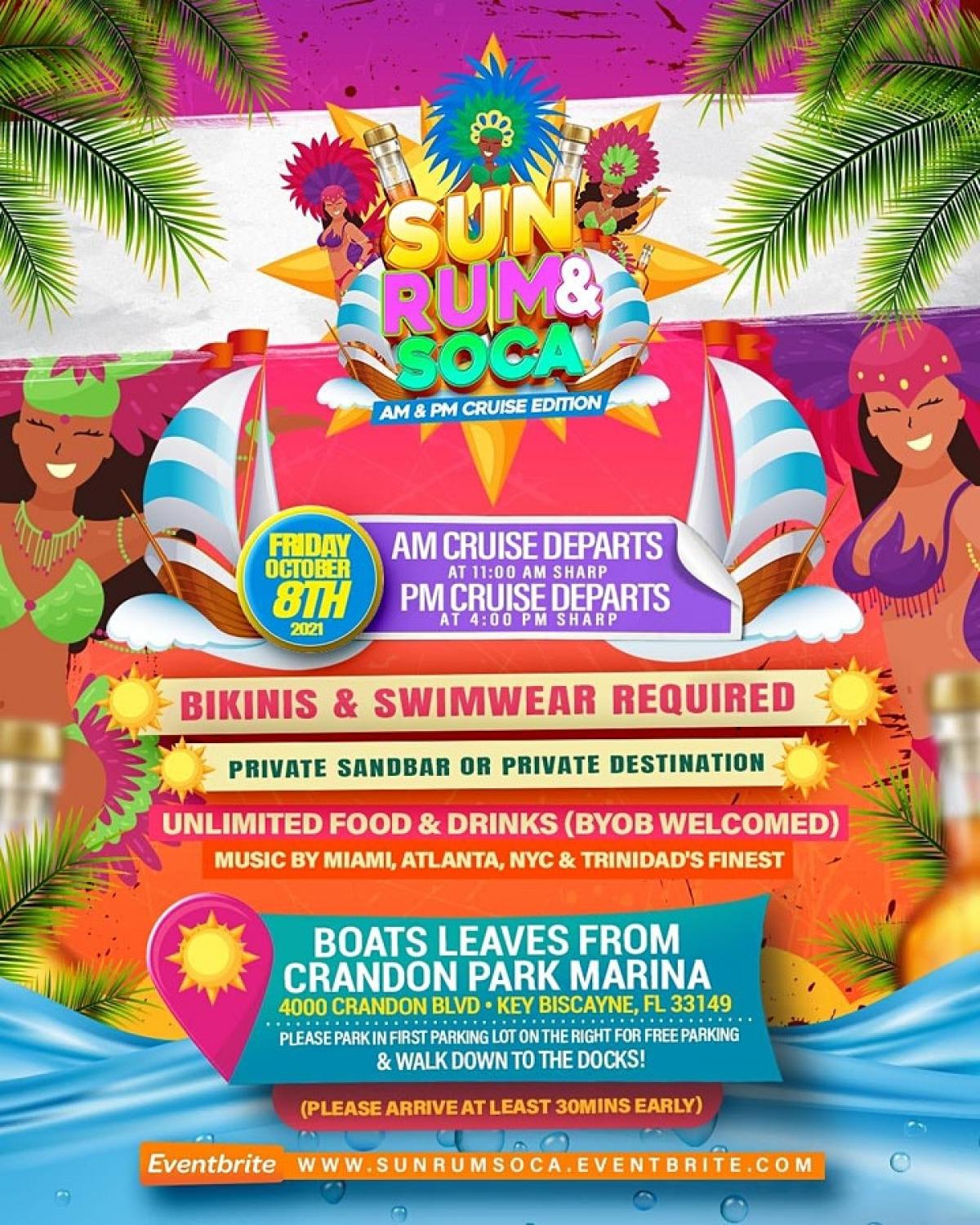 Sun Rum & Soca Cruise 2021 flyer or graphic.