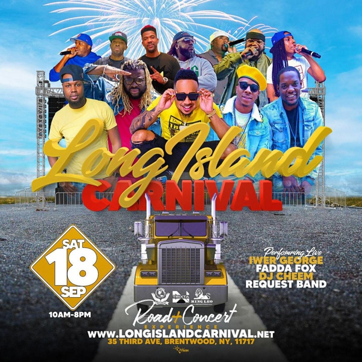 Long Island Carnival Road Experience & Concert flyer or graphic.