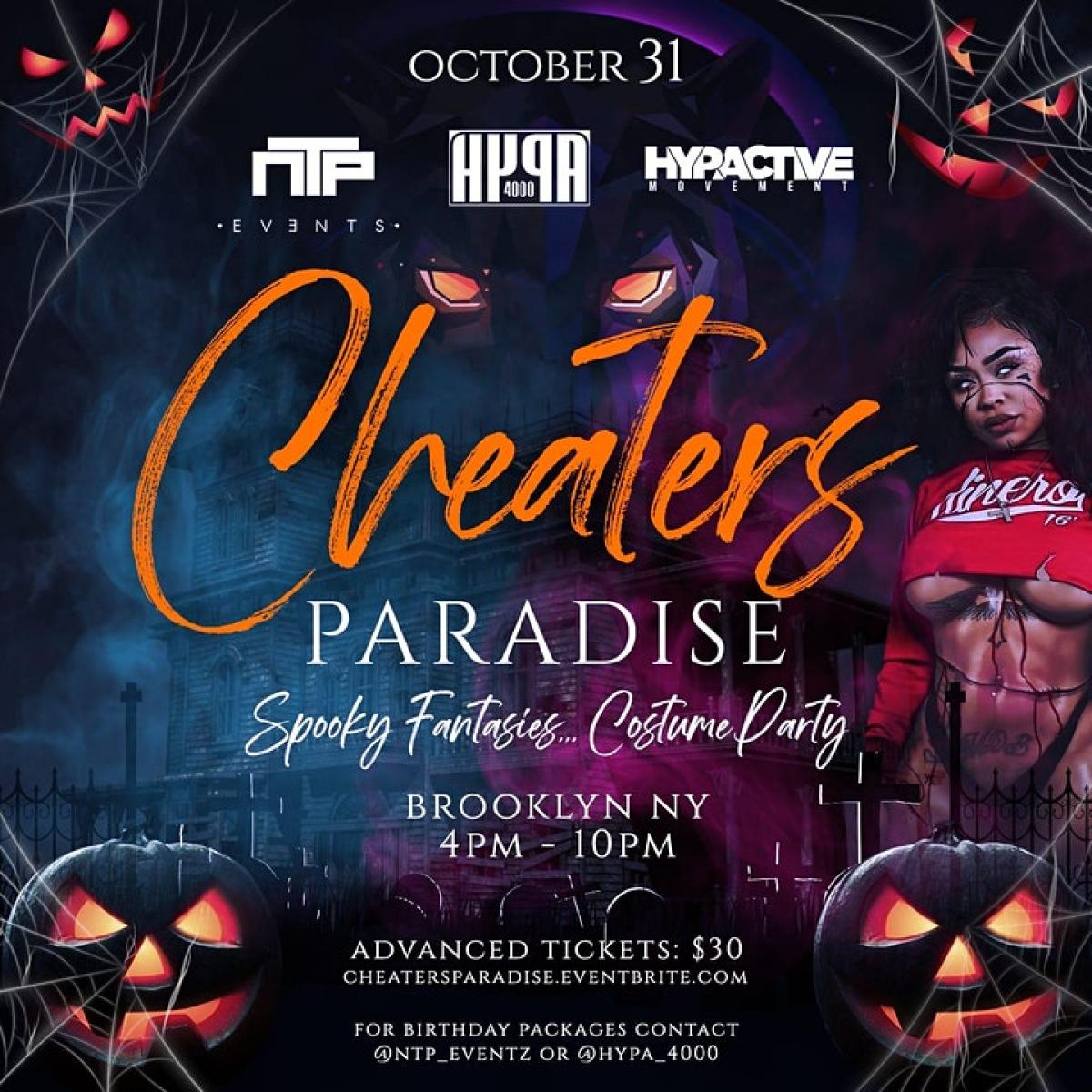 Cheaters Paradise flyer or graphic.