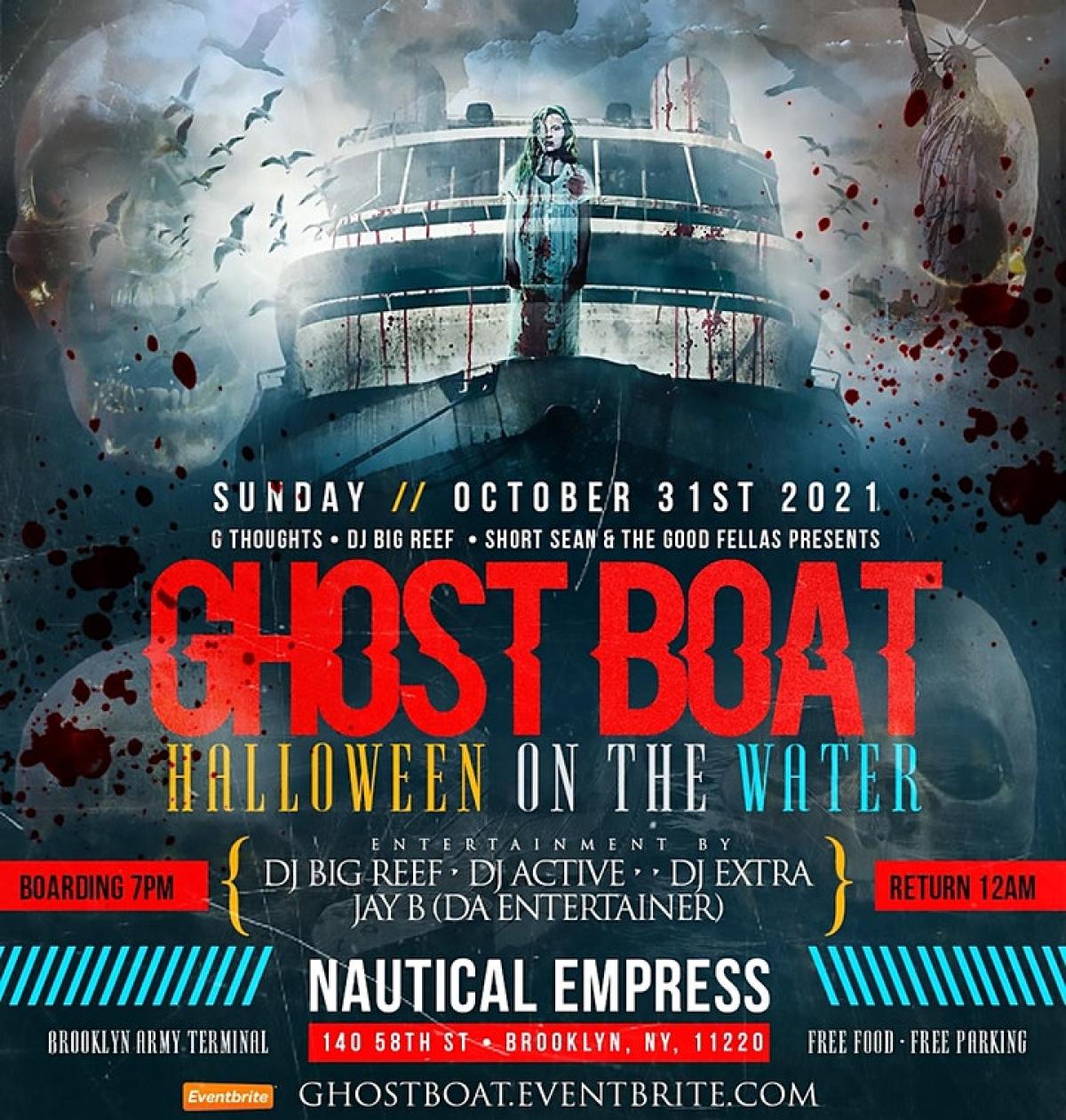 Ghost Boat (Halloween On The Water) flyer or graphic.