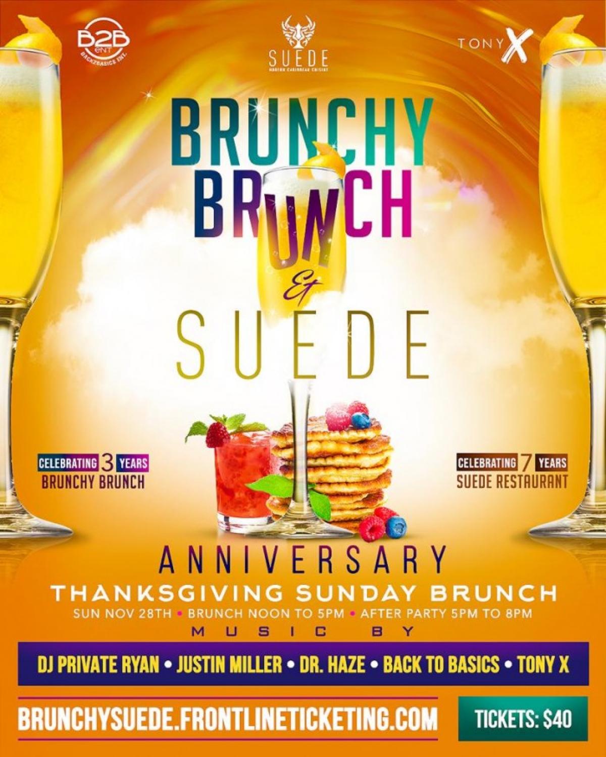 Brunchy Brunch & Suade flyer or graphic.