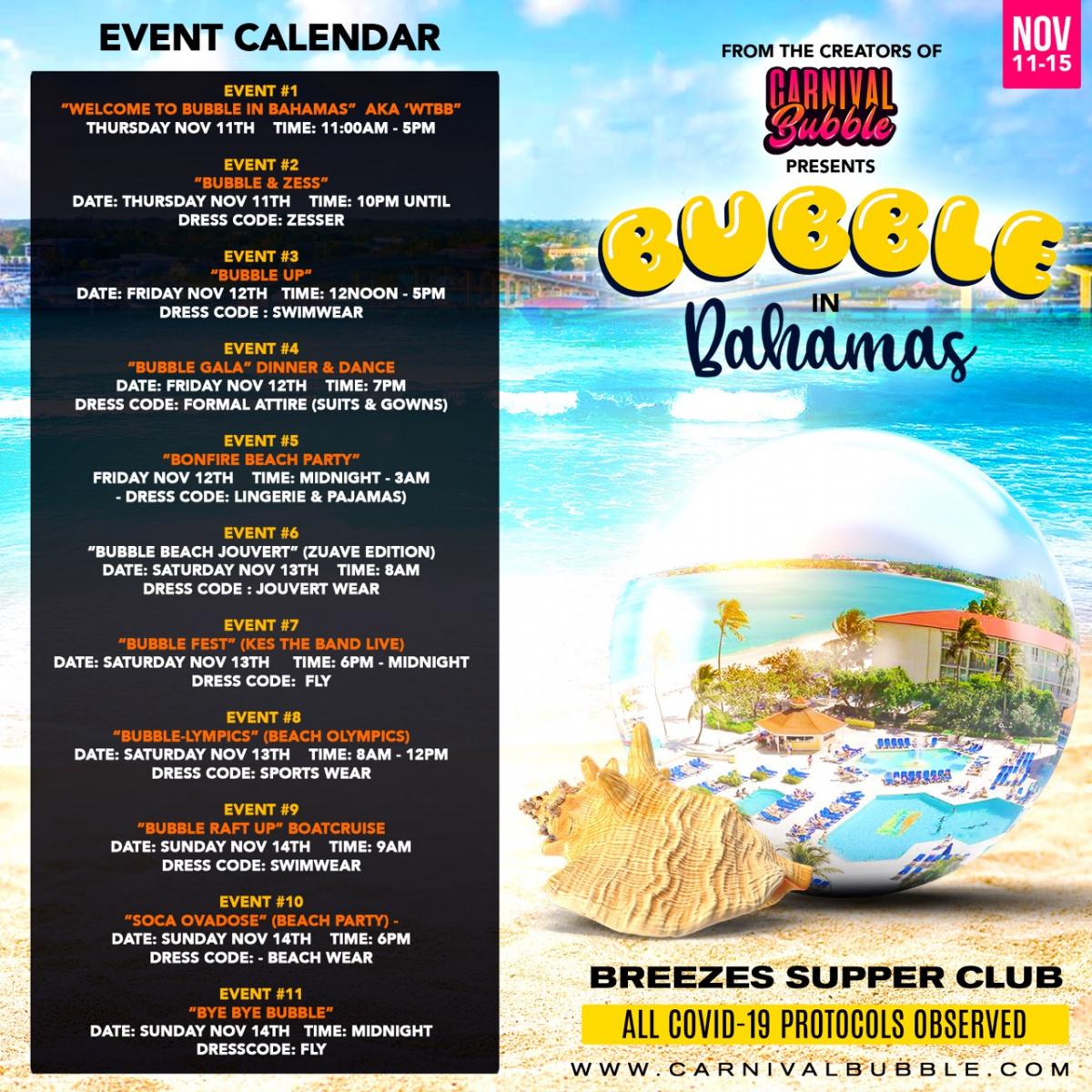 Bubble in Bahamas Package flyer or graphic.