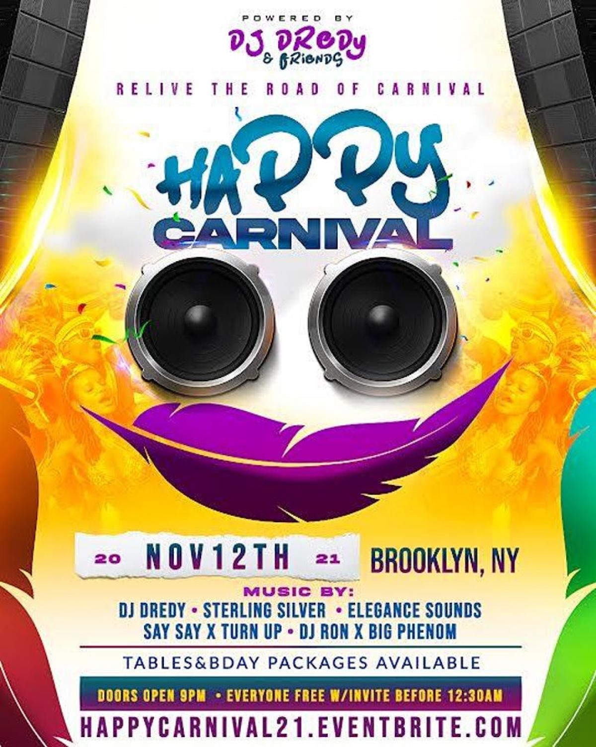 Happy Carnival flyer or graphic.