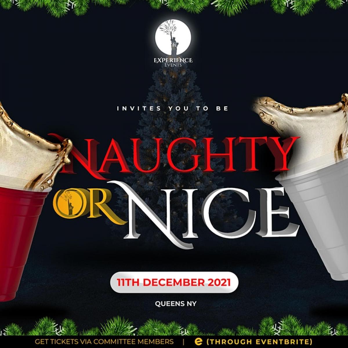 Naughty or Nice flyer or graphic.