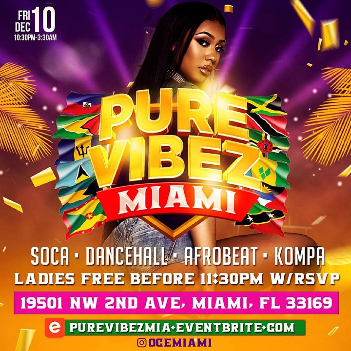 Pure Vibez Miami flyer or graphic.