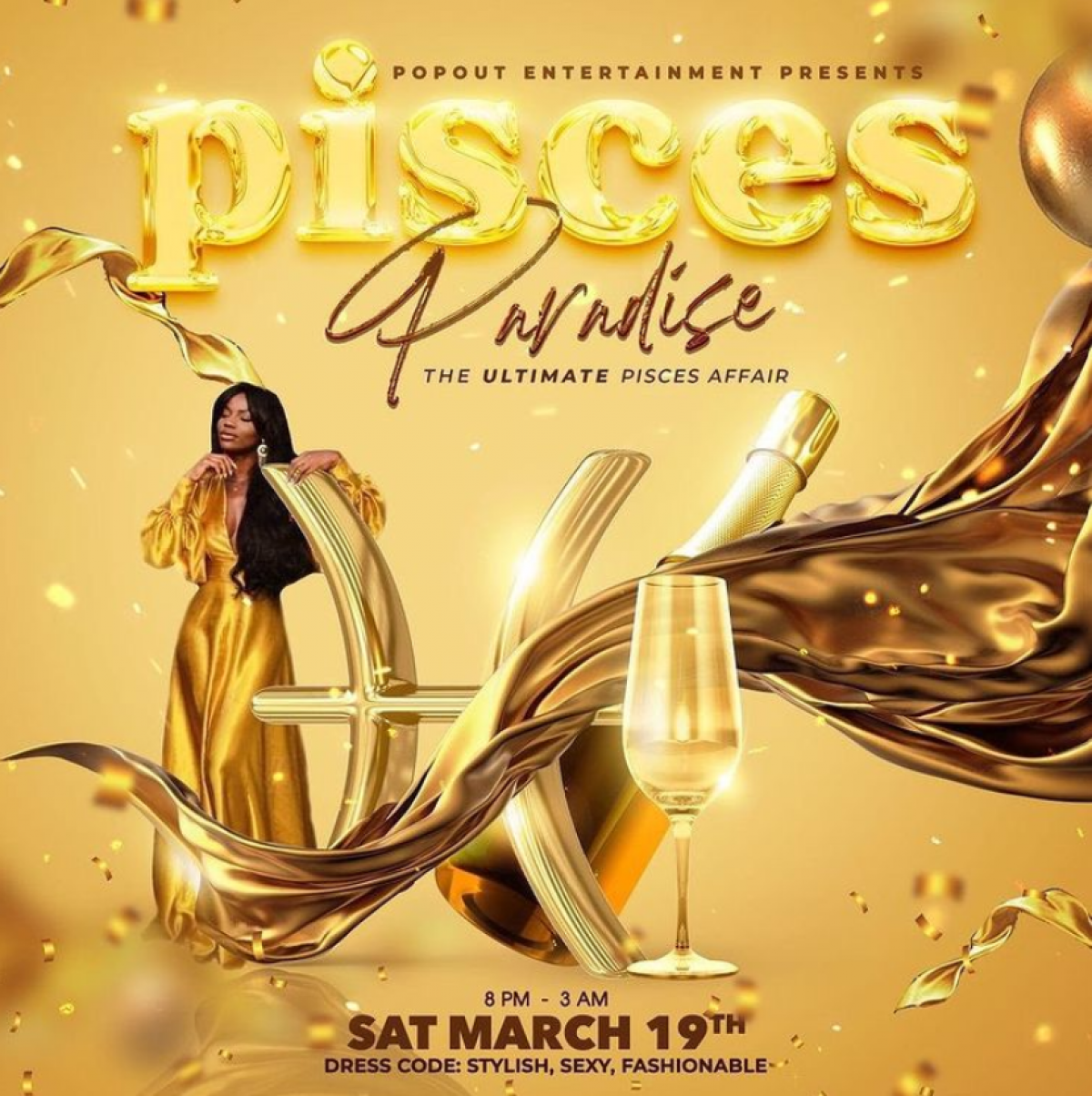 Pisces Paradise flyer or graphic.