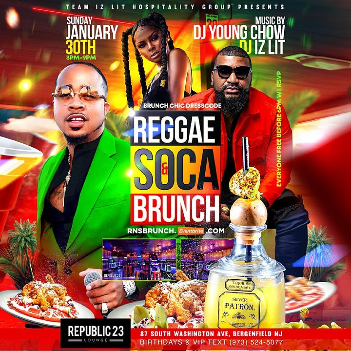 Reggae & Soca Brunch flyer or graphic.