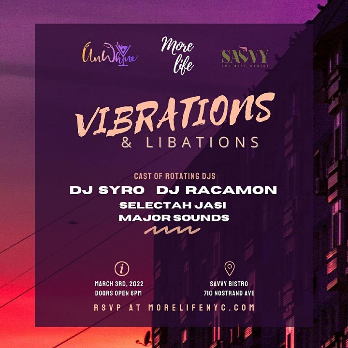 Vibrations & Libations flyer or graphic.