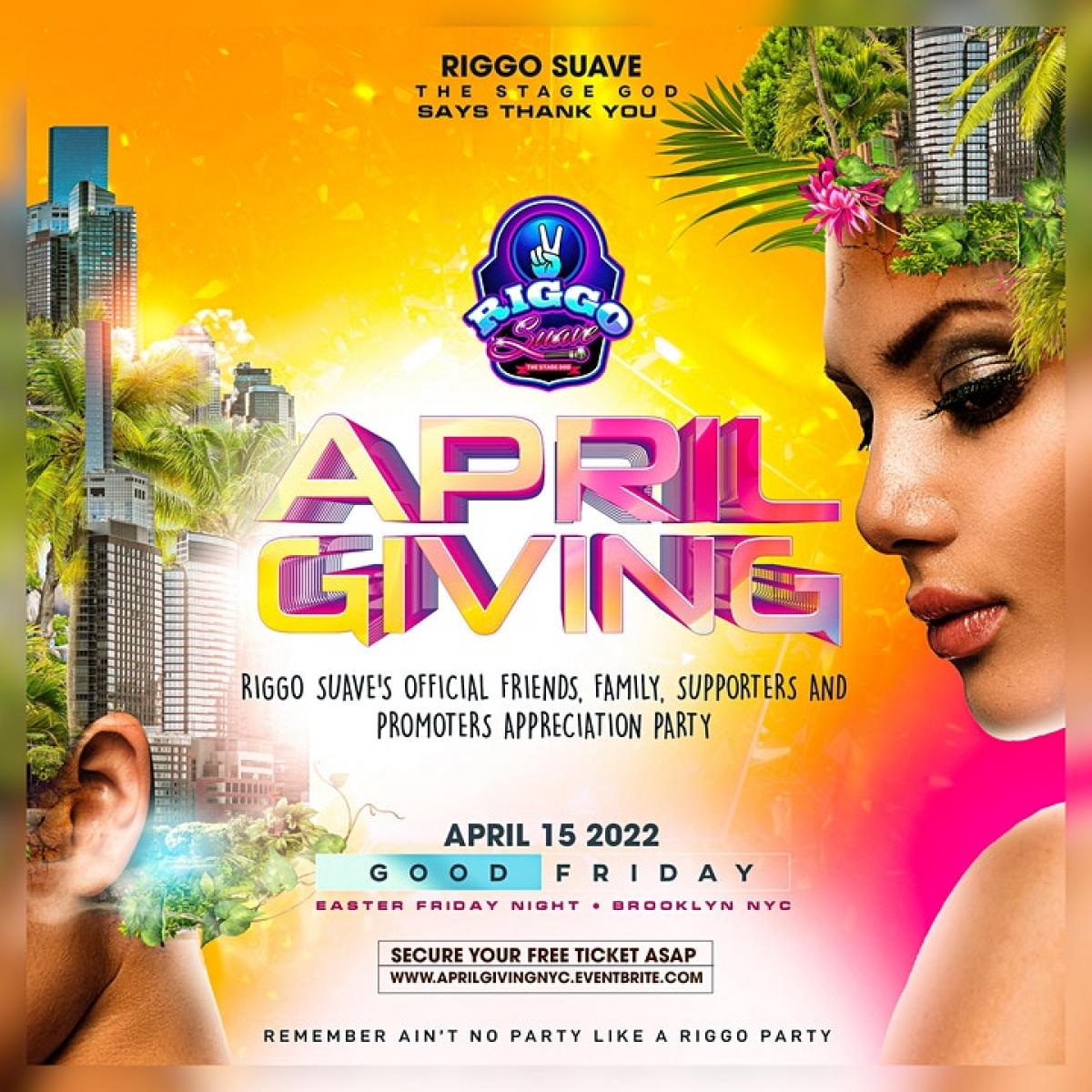 April-Giving  flyer or graphic.