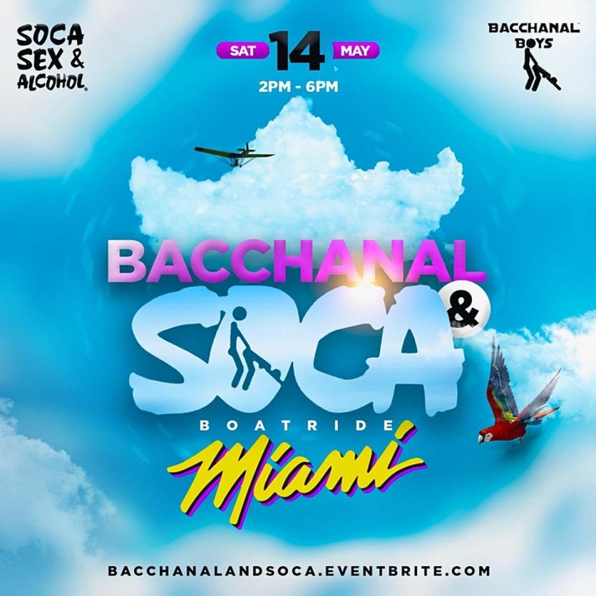 Bacchanal & Soca Miami flyer or graphic.