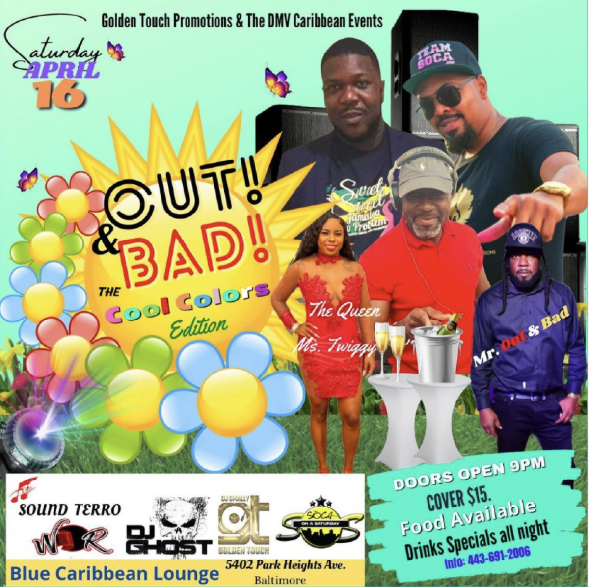 Out and Bad! flyer or graphic.