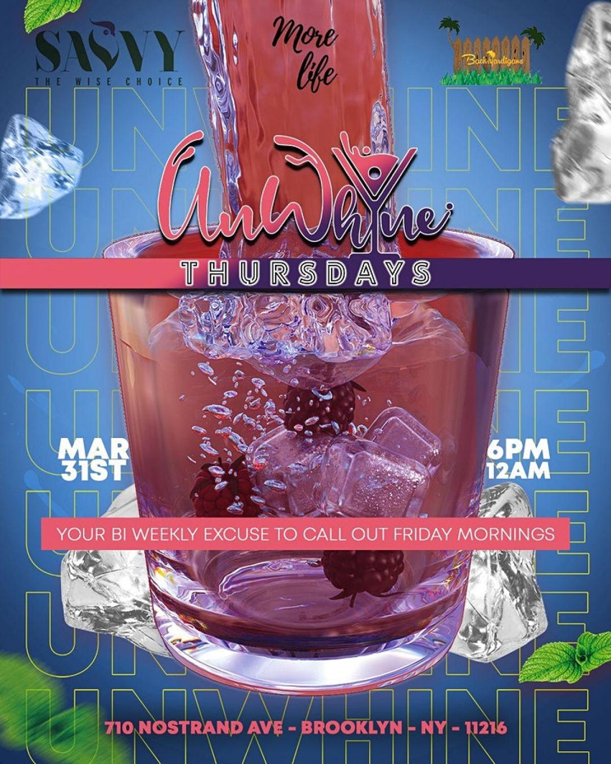 UnWhine Thursdays flyer or graphic.