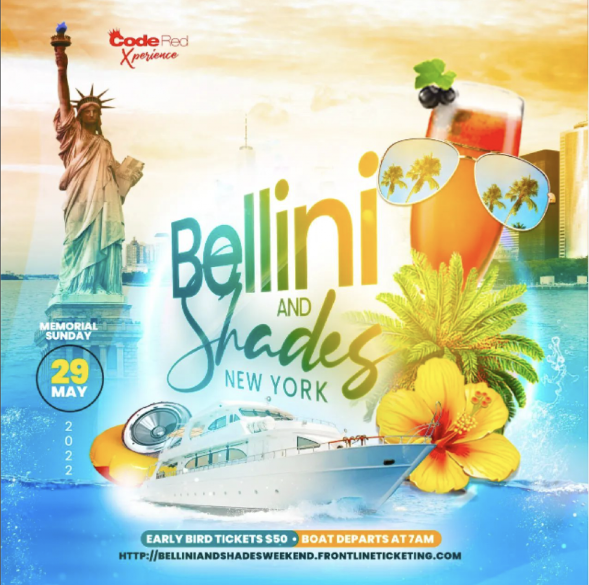 Bellini and Shades New York City flyer or graphic.