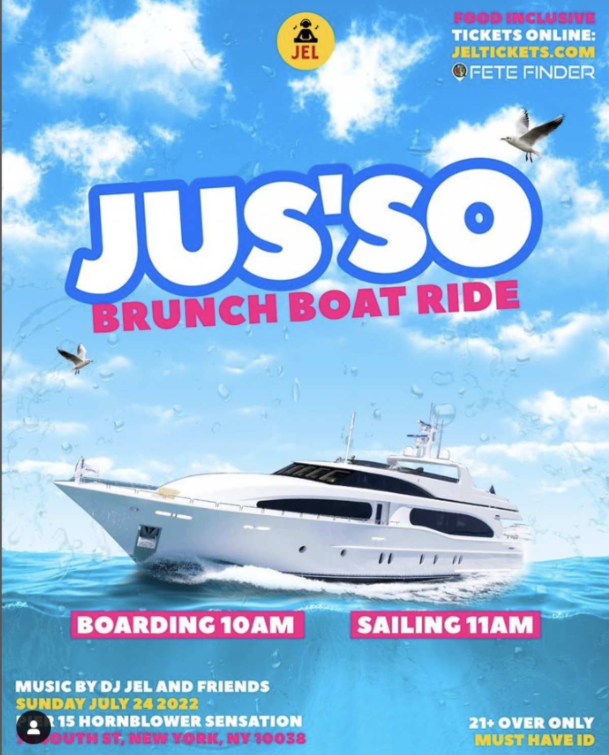 Jusso Brunch Boatride flyer or graphic.