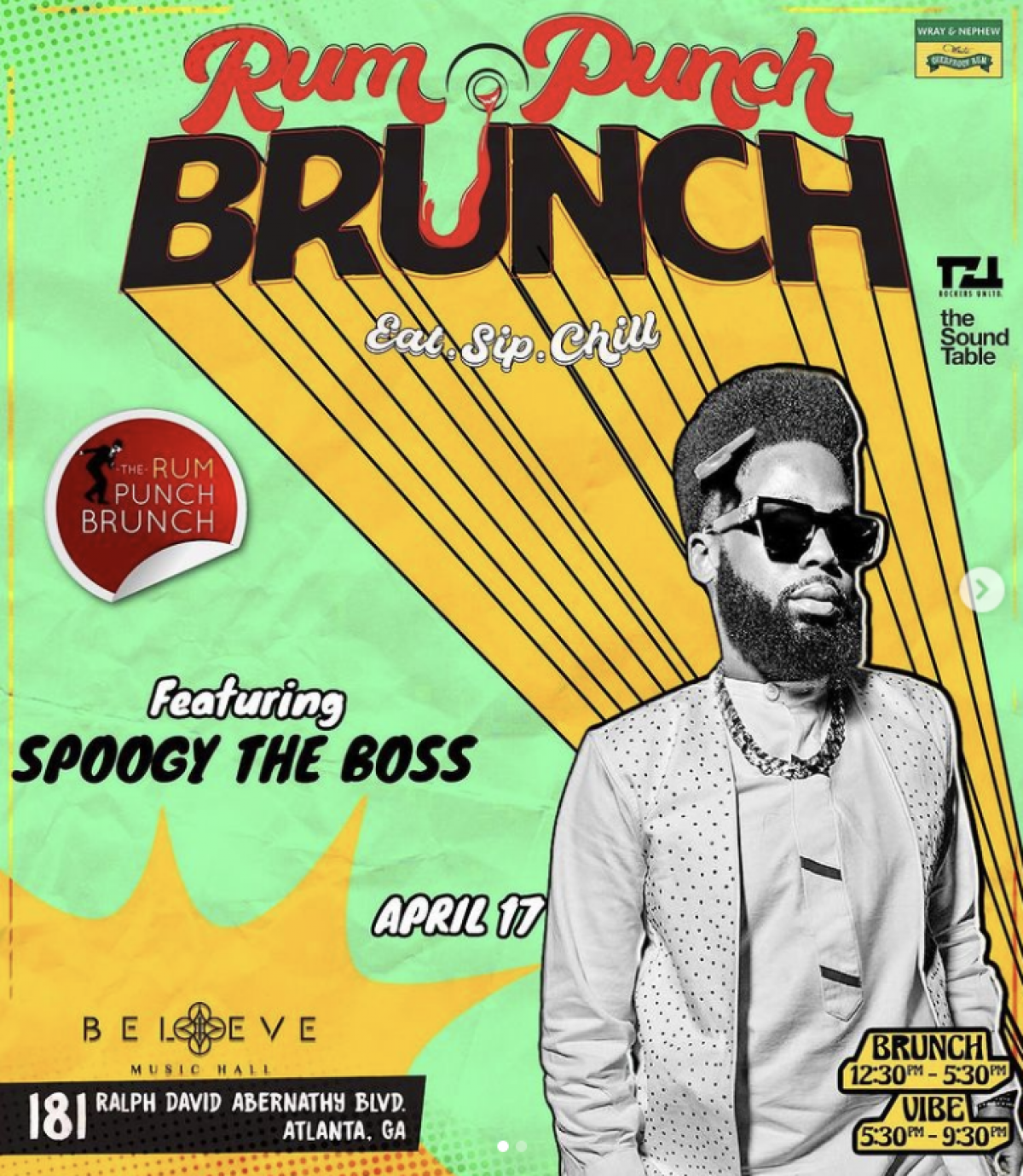 Rum Punch Brunch: Eat. Sip. Chill. flyer or graphic.