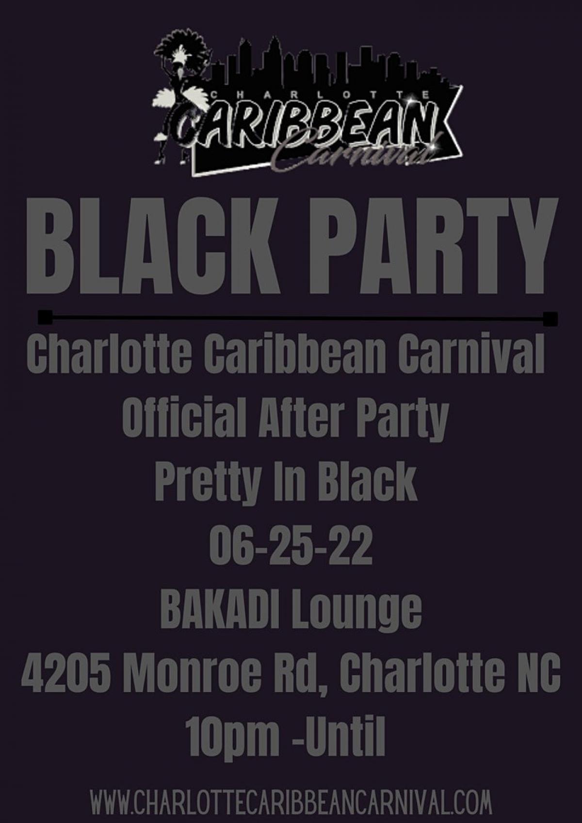 The Black Party-Charlotte Caribbean Carnival After Party flyer or graphic.