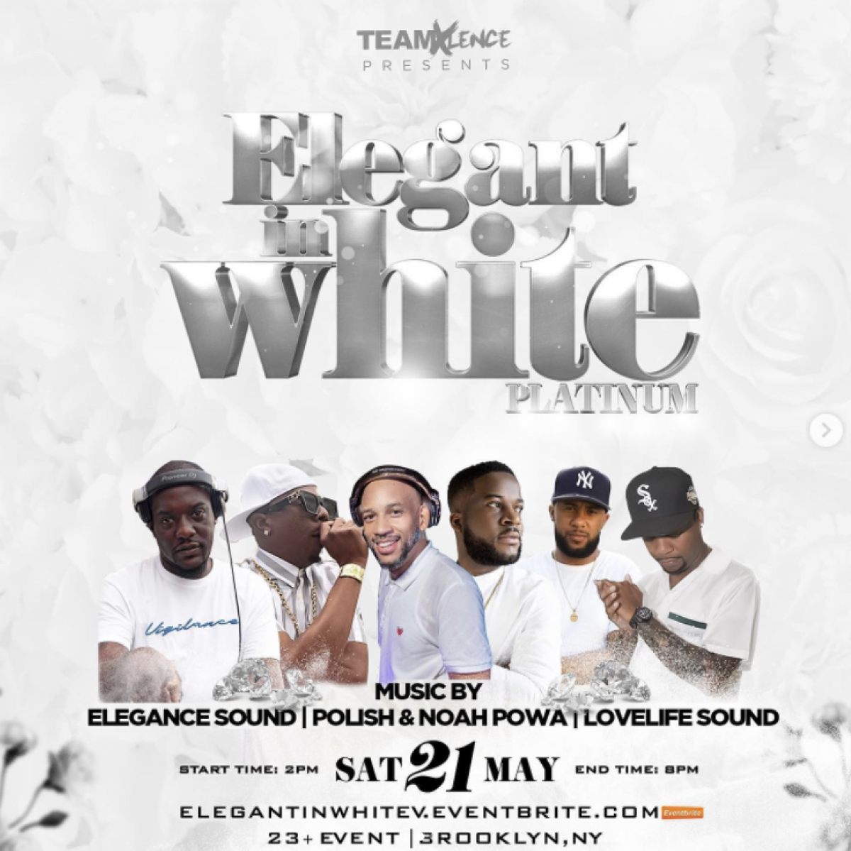 Elegant In White flyer or graphic.