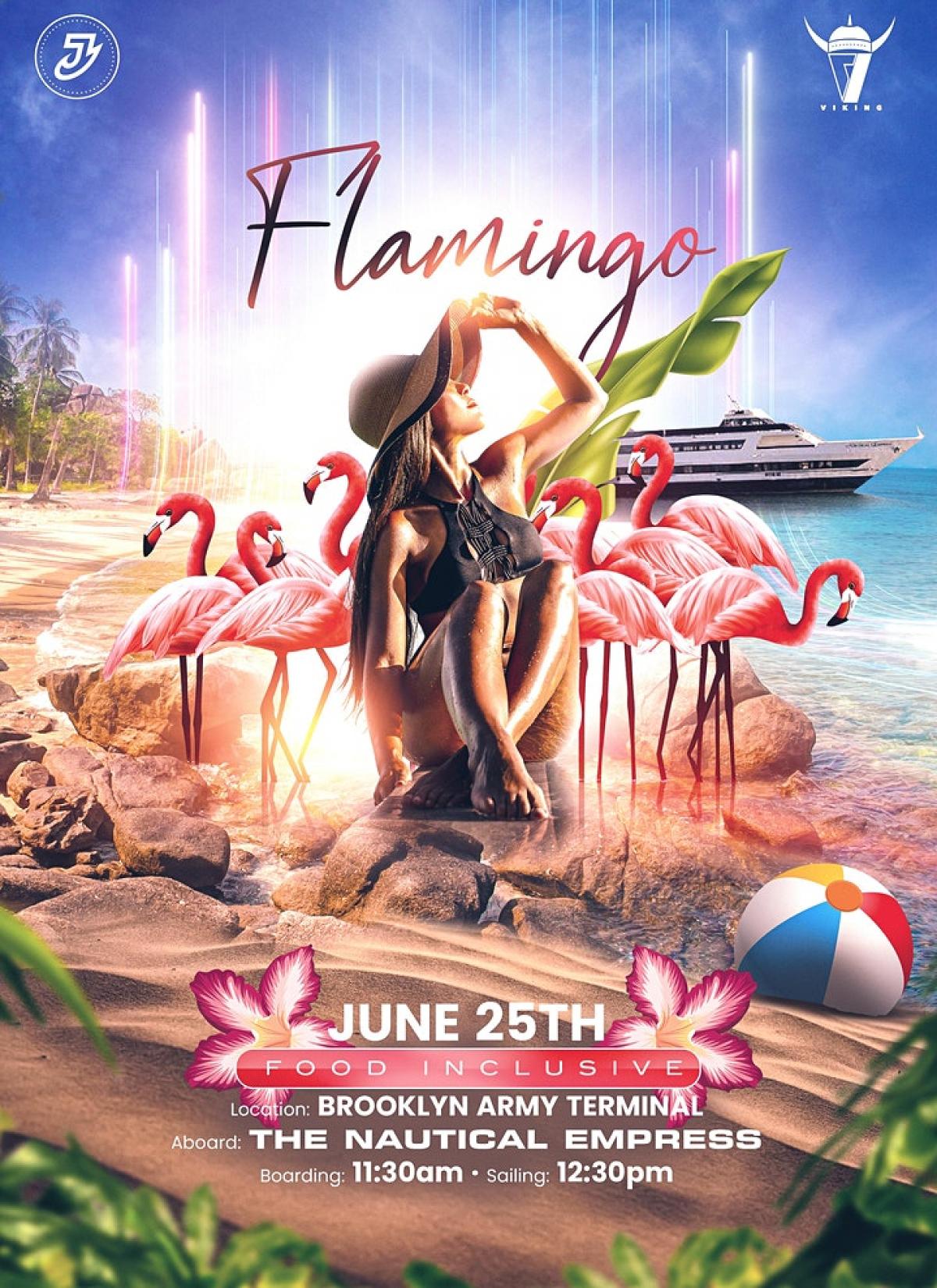 Flamingo flyer or graphic.