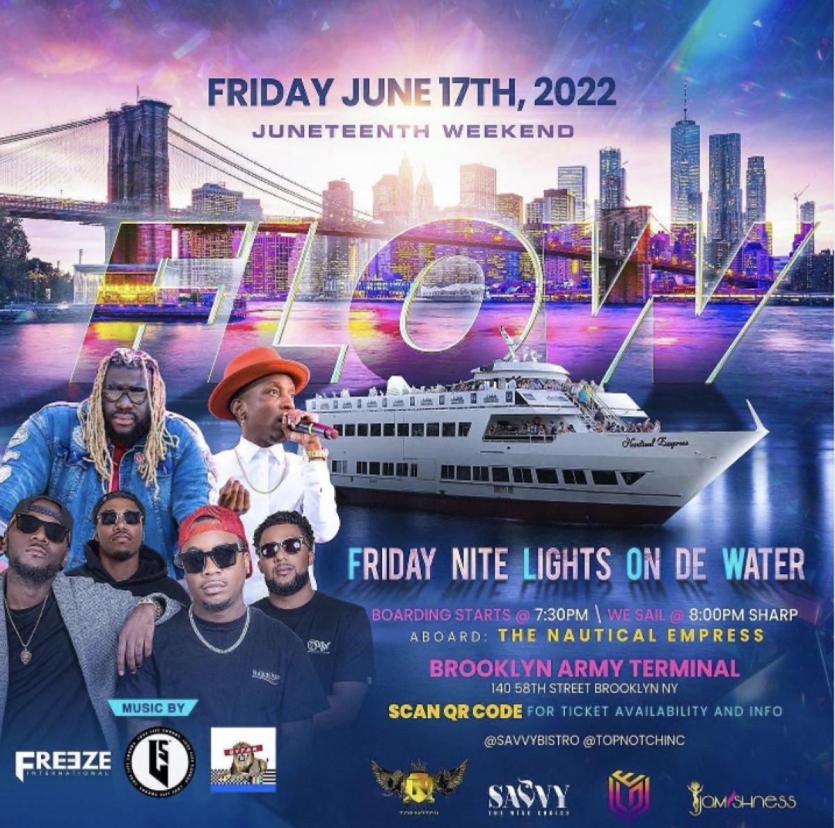 F.L.O.W. (Friday Night Lights on the Water) flyer or graphic.