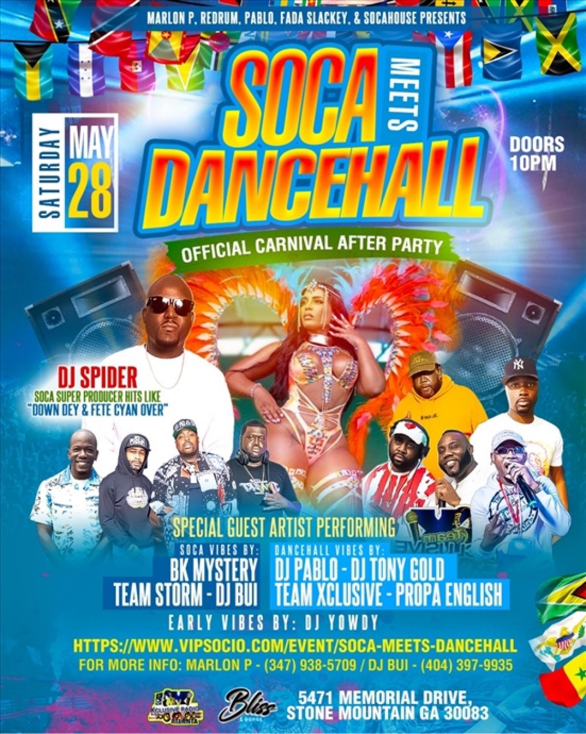 Soca Meets Dancehall flyer or graphic.