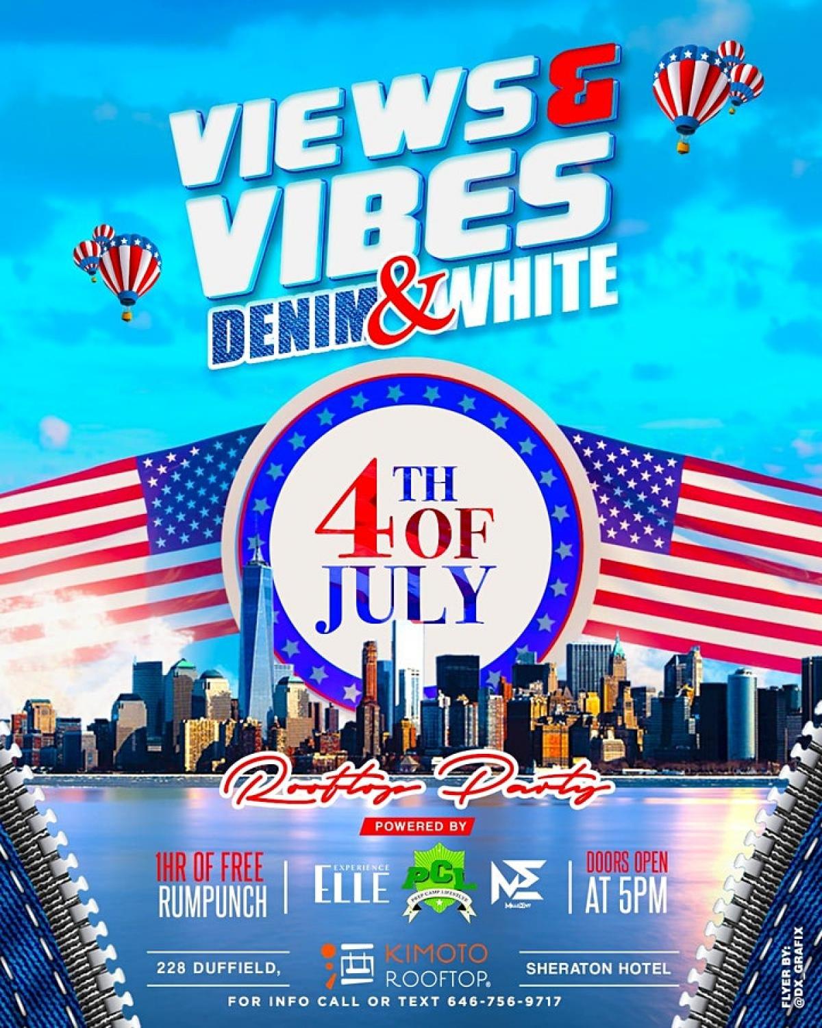 Views and Vibes | Denim & White flyer or graphic.