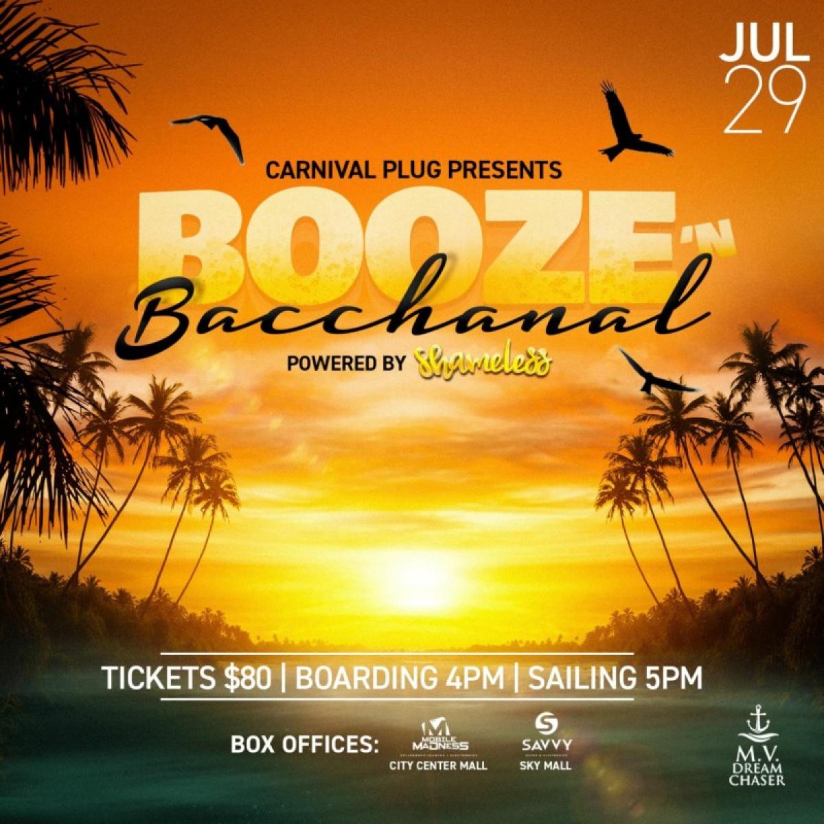 Booze & Bacchanal flyer or graphic.