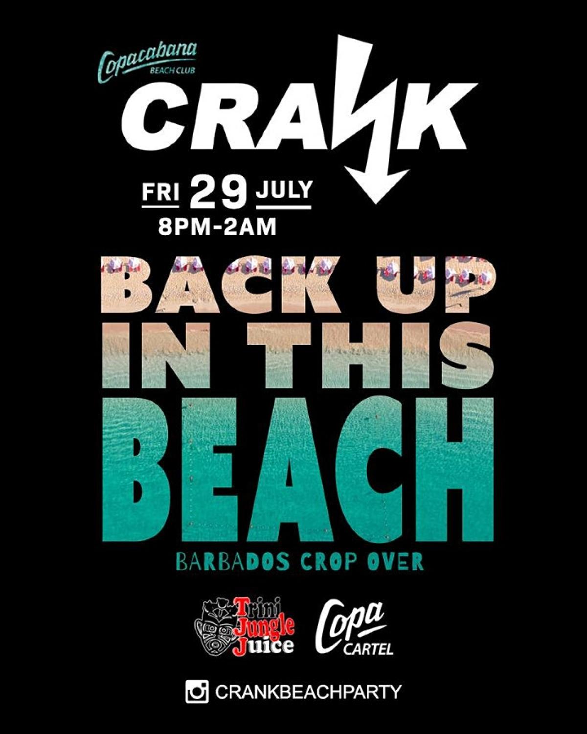 Crank Beach Cooler Party  flyer or graphic.