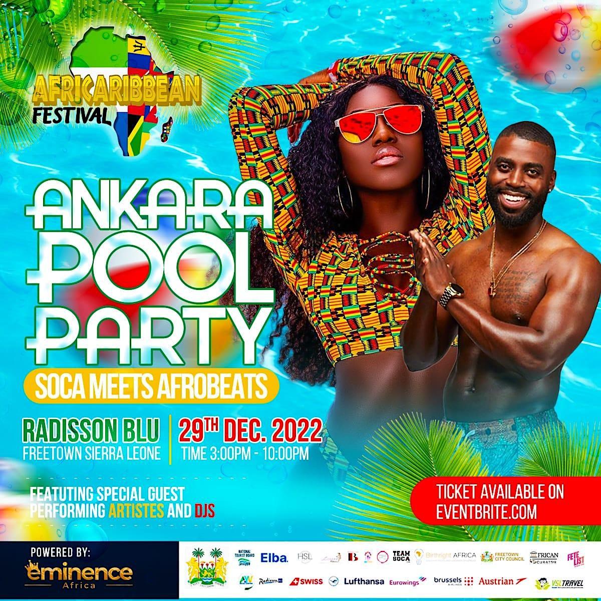 African BeachWear Pool Party flyer or graphic.
