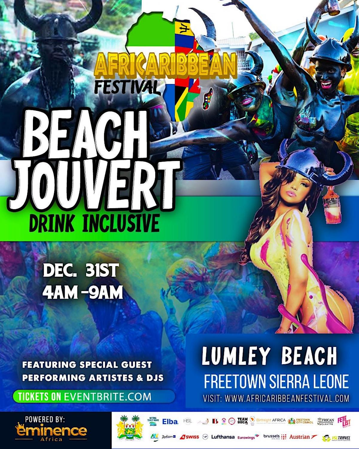 J'ouvert on the Beach flyer or graphic.