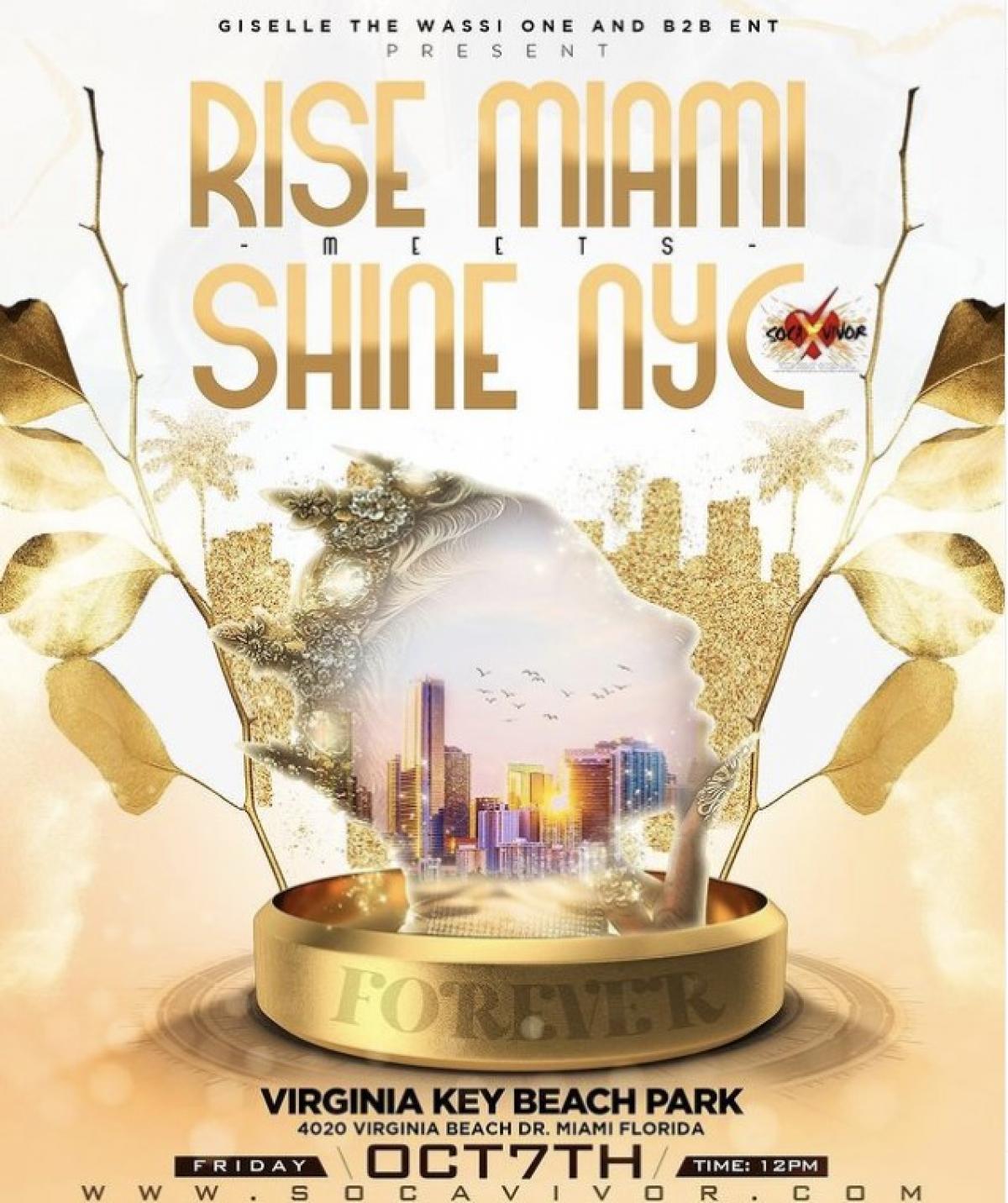  Rise Miami Meet Shine NY flyer or graphic.