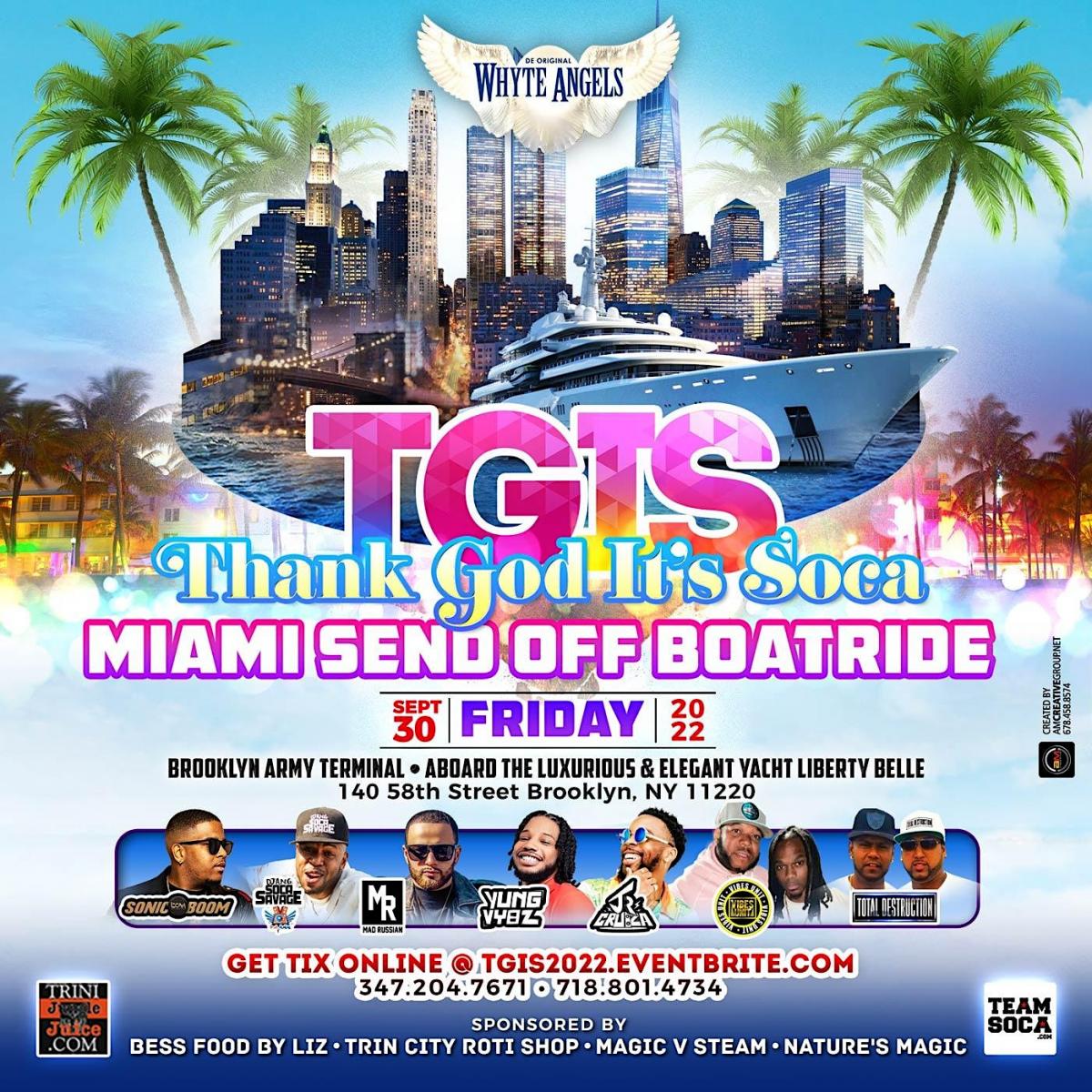 Thank God It's Soca Boat Ride Vibes flyer or graphic.