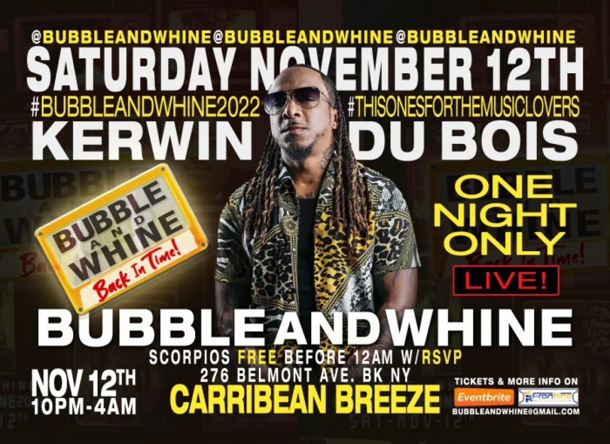 Bubble & Whine flyer or graphic.