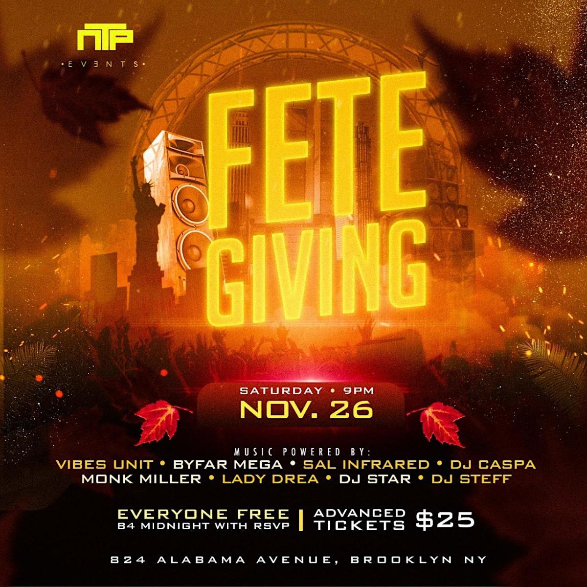 Fete Giving flyer or graphic.