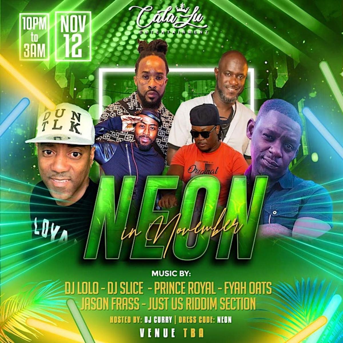Neon In November flyer or graphic.
